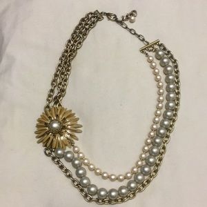 Gold statement flower necklace